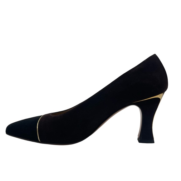 St. John Jackie Women’s Brown Suede Leather Heels Vintage Made in Italy Size 7.5 - Picture 7 of 11